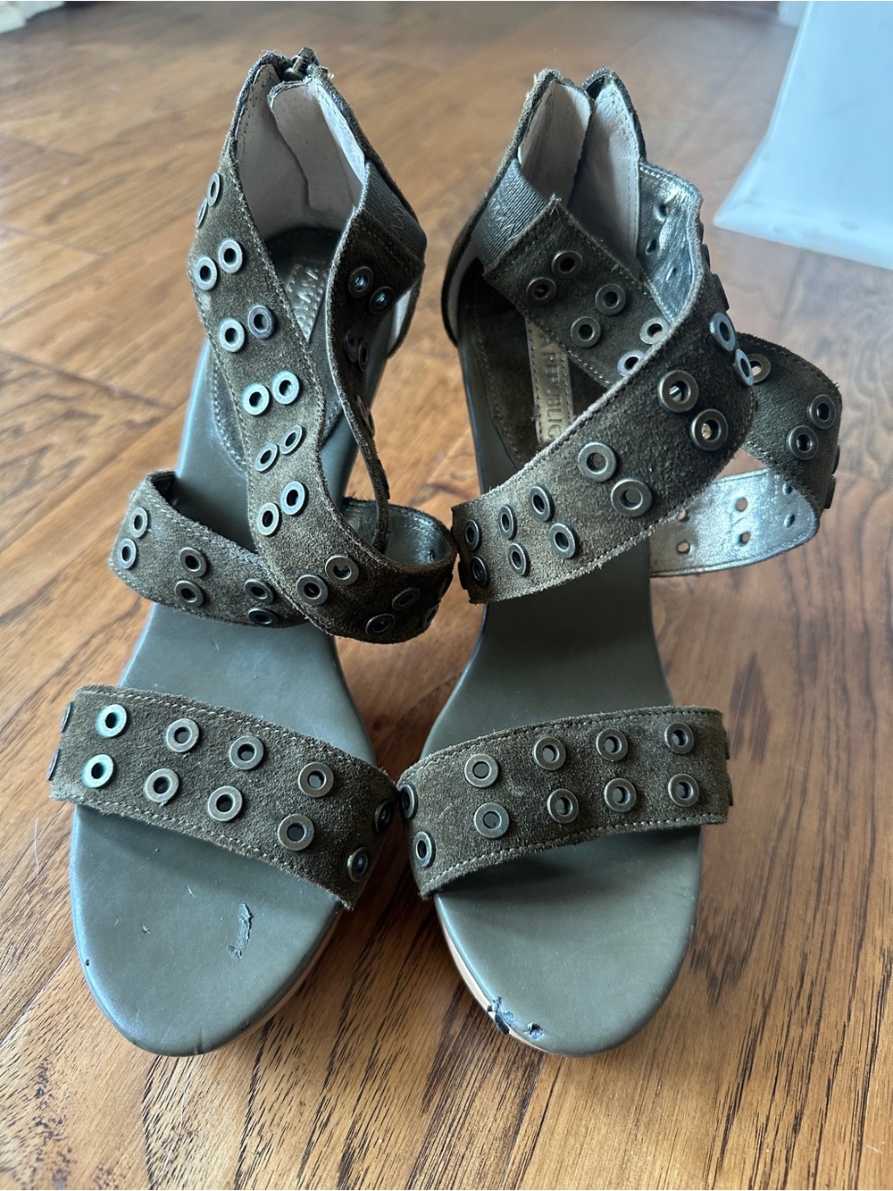 Banana Republic Olive Grommet-Strap Heeled Sandals